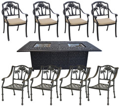 Patio conversation sets with propane fire pit 8 piece garden outdoor furniture image 1
