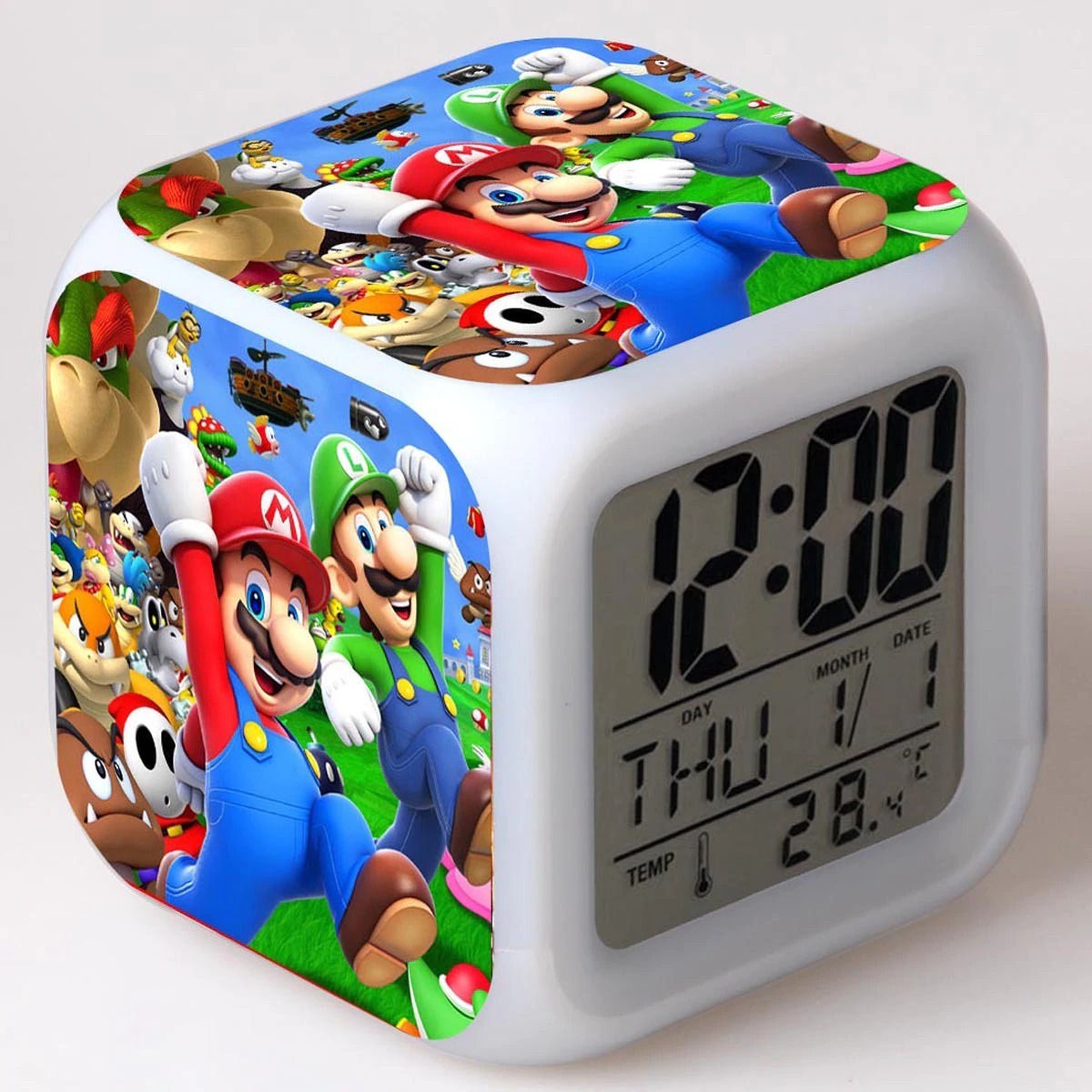 Kids Alarm Clock LED Light Color Change Super Mario Bros Digital clock - Alarm Clocks & Clock Radios