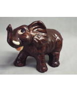 Vintage Elephant Figurine trunk up googly eyes ceramic Japan 5.75&quot; t 1960&#39;s - $14.25