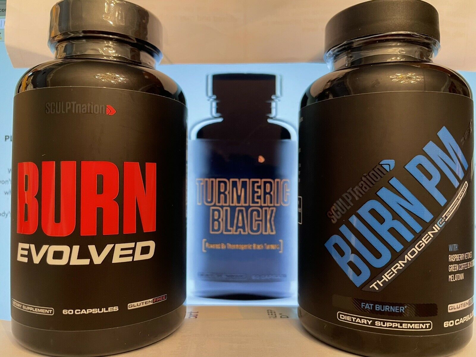 19 Sculptnation Burn Evolved Burn PM Thermogenic Turmeric Black Combo