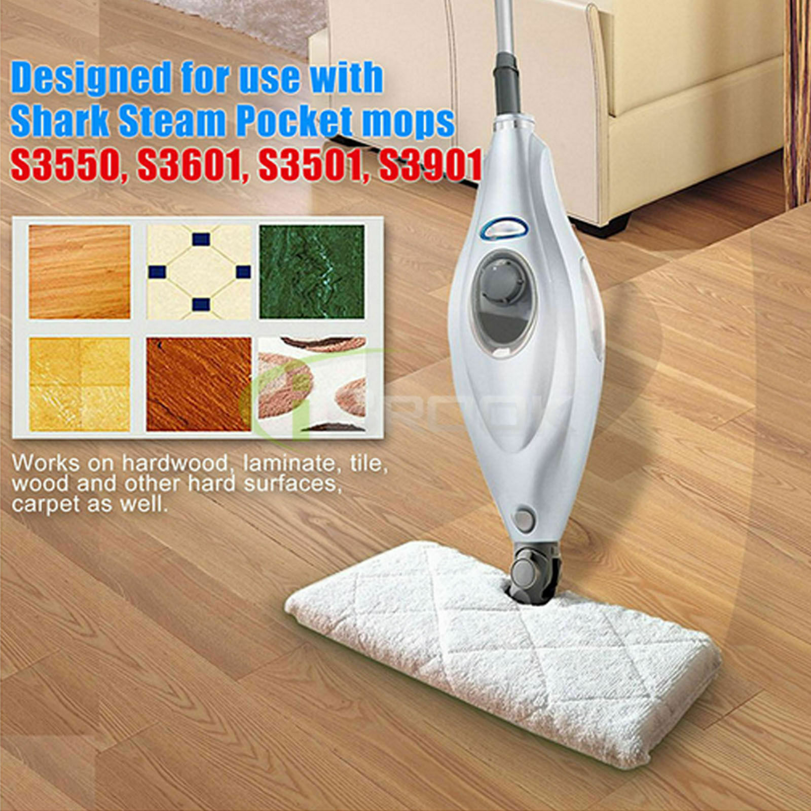 6X 4X 2X Replacement Microfiber Pads For Shark Steam Mop S3550 S3901