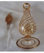 Egyptian Mouth Blown Pyrex Glass 6" Perfume Bottle Gold Embellishments Egypt New - £18.42 GBP