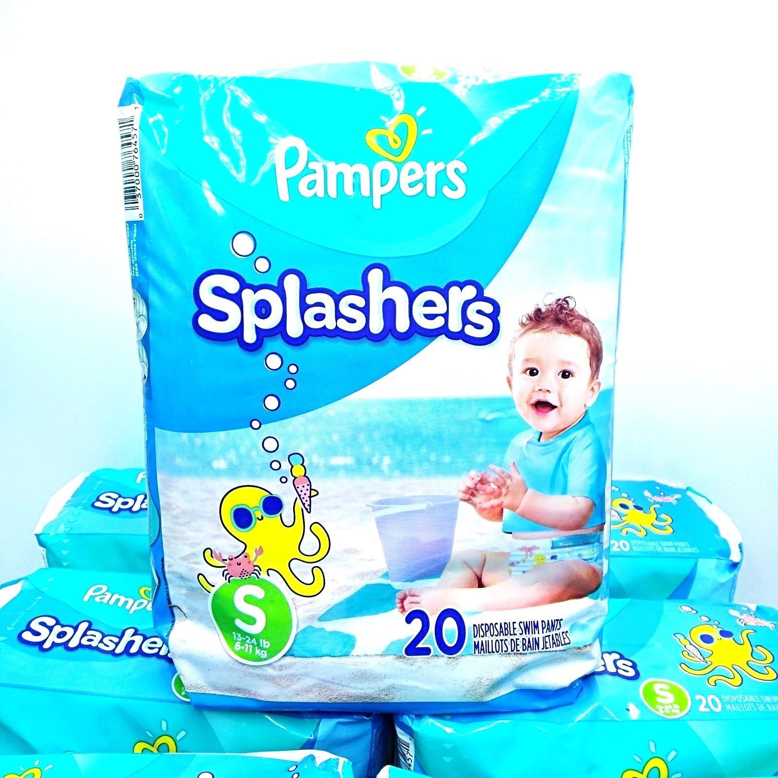 10 PACKS PAMPERS SPLASHERS DISPOSABLE SWIM PANTS DIAPERS SMALL 13-24 LB