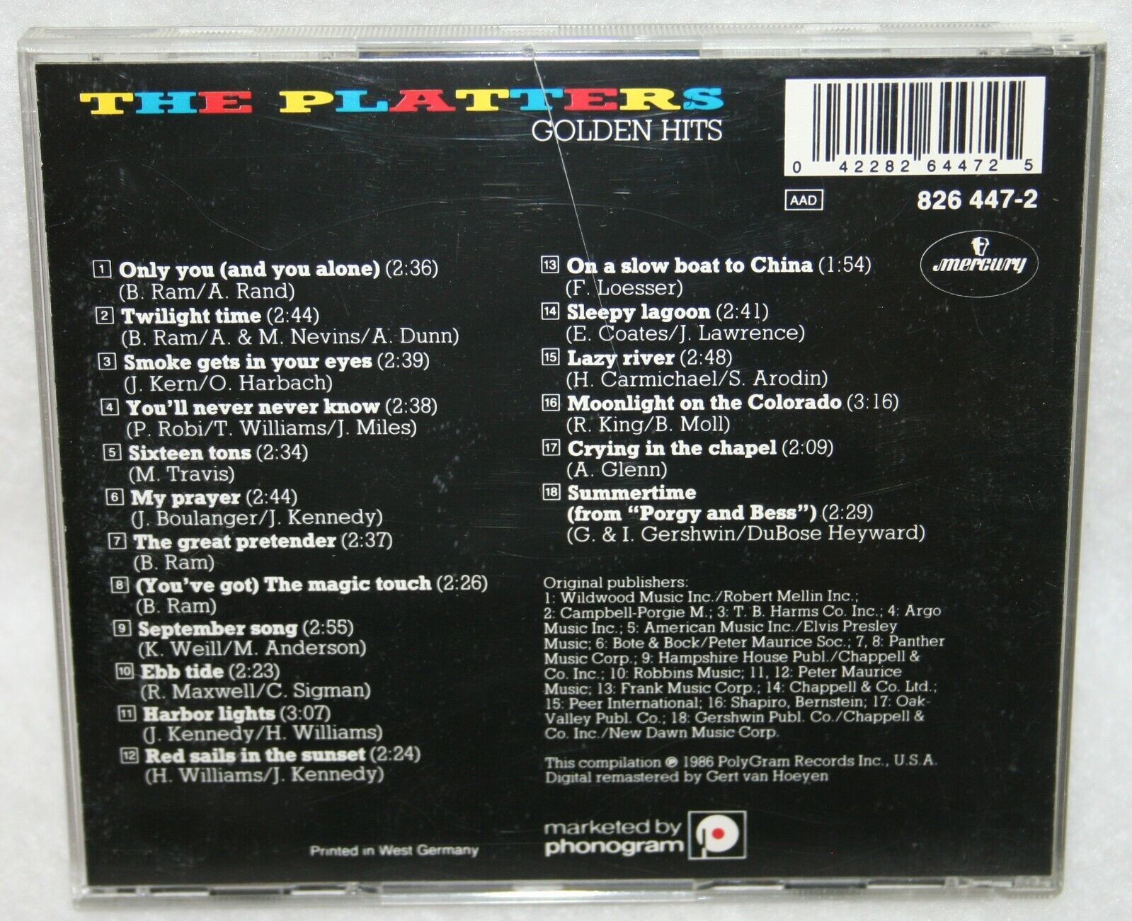 THE PLATTERS Golden Hits CD West Germany 18 Tracks Best of Greatest Hits CDs