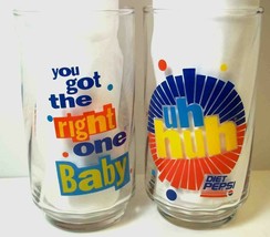 Diet Pepsi retro glasses x 2 swirl Libbey 12 oz You Got the Right One Ba... - $10.27