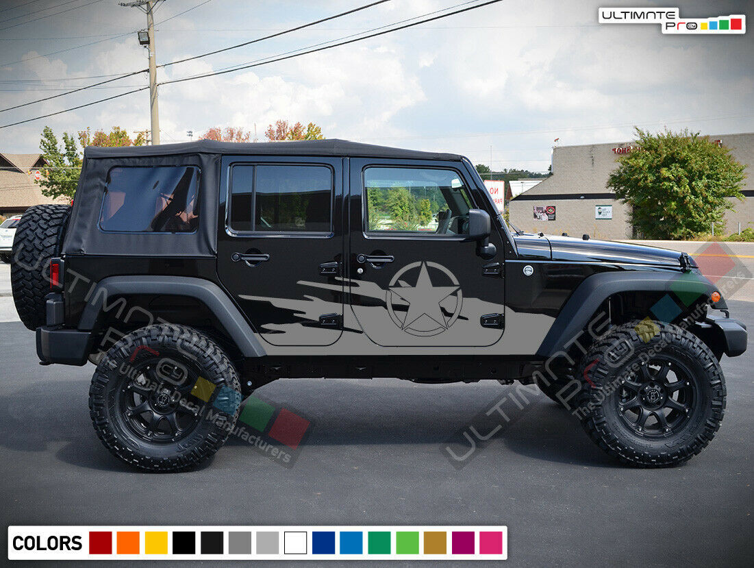 Sticker Decal Vinyl side door Stripes for Jeep Wrangler 2011 - 2019 JK ...