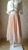 Blush Long Tulle Skirt Blush Wedding Bridesmaid Skirt High Waisted Plus Size image 4