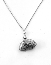 Swaroski Crystal Signed Silver Toned Purse Pendant &amp; Chain - $72.44