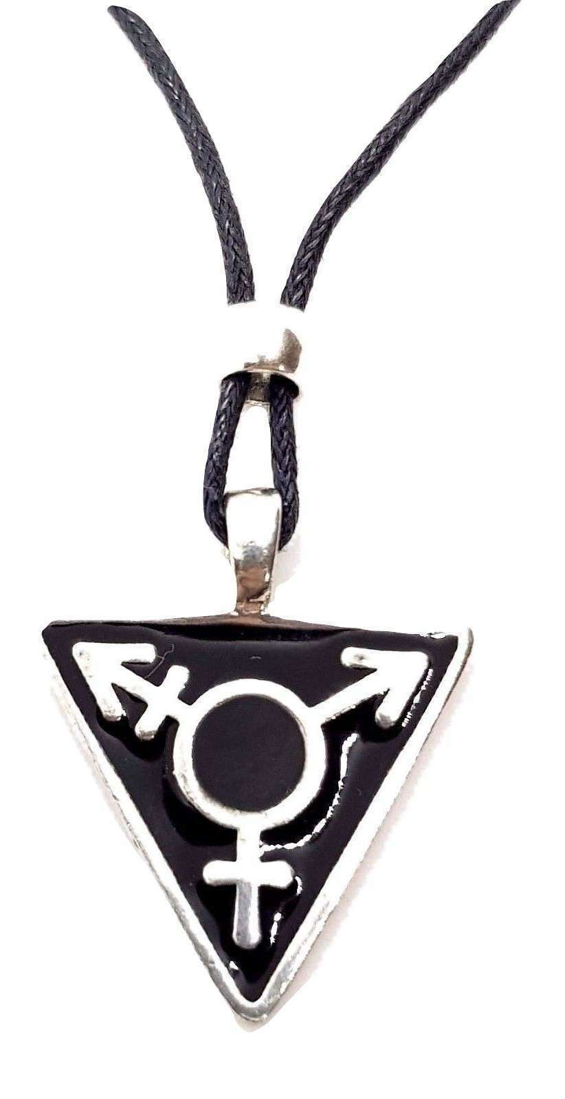 LGBT Pendant Transgender Gay Pewter Black Enamel Triangle Pride Symbol ...