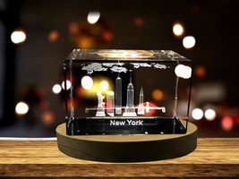 LED Base included | New York City Landmarks 3D Engraved Crystal Collectible Souv - $40.49 - $323.99