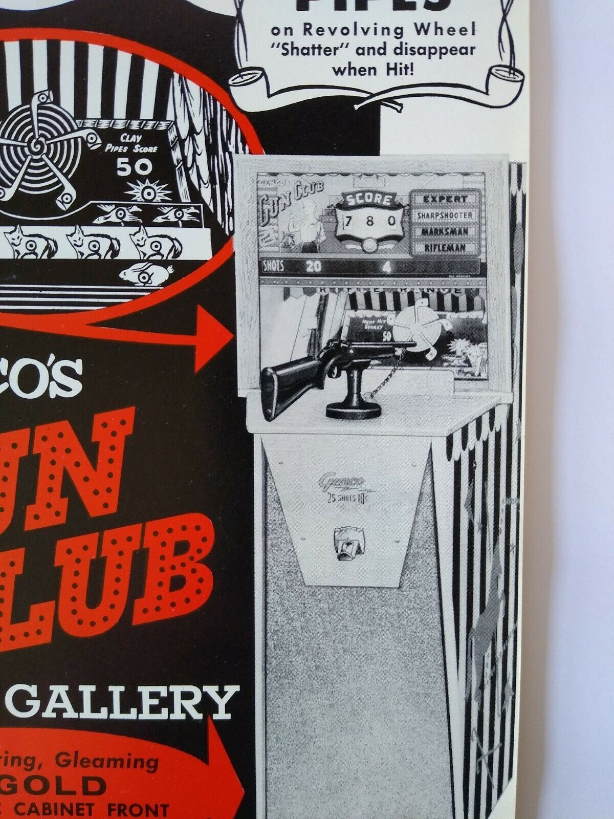 Gun Club Arcade FLYER Original NOS Genco Rifle Shooting Gallery Vintage Game Art 