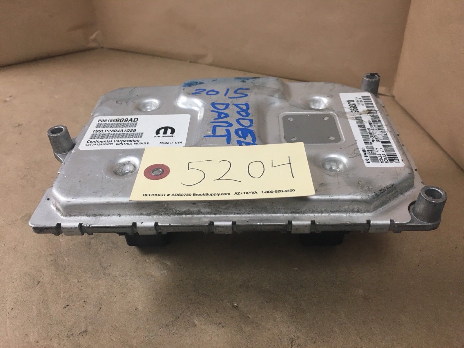 PCM ECM ECU Powertrain Control Module 2015 Dodge Dart 2.4L P05150909AD Engine Computers