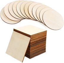 36 Blank Natural Wood Slices - 24 Square (4 x 4 in) & 12 Round (Diameter: 4 in) image 8