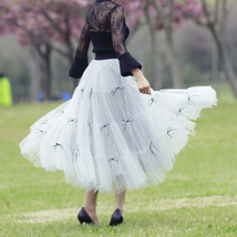 Gray Layered Tulle Skirt Outfit High Waisted Party Ruffle Tulle Skirt Plus Size image 6