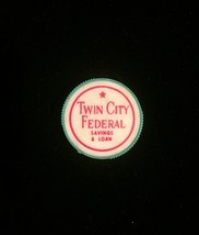 Vintage 60s Twin City Federal (TCF) Savings and Loan green pencil sharpener