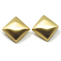 925 STERLING SILVER EARRINGS, 20mm YELLOW RHOMBUS, CLIPS CLOSURE, SATIN FINISH image 2
