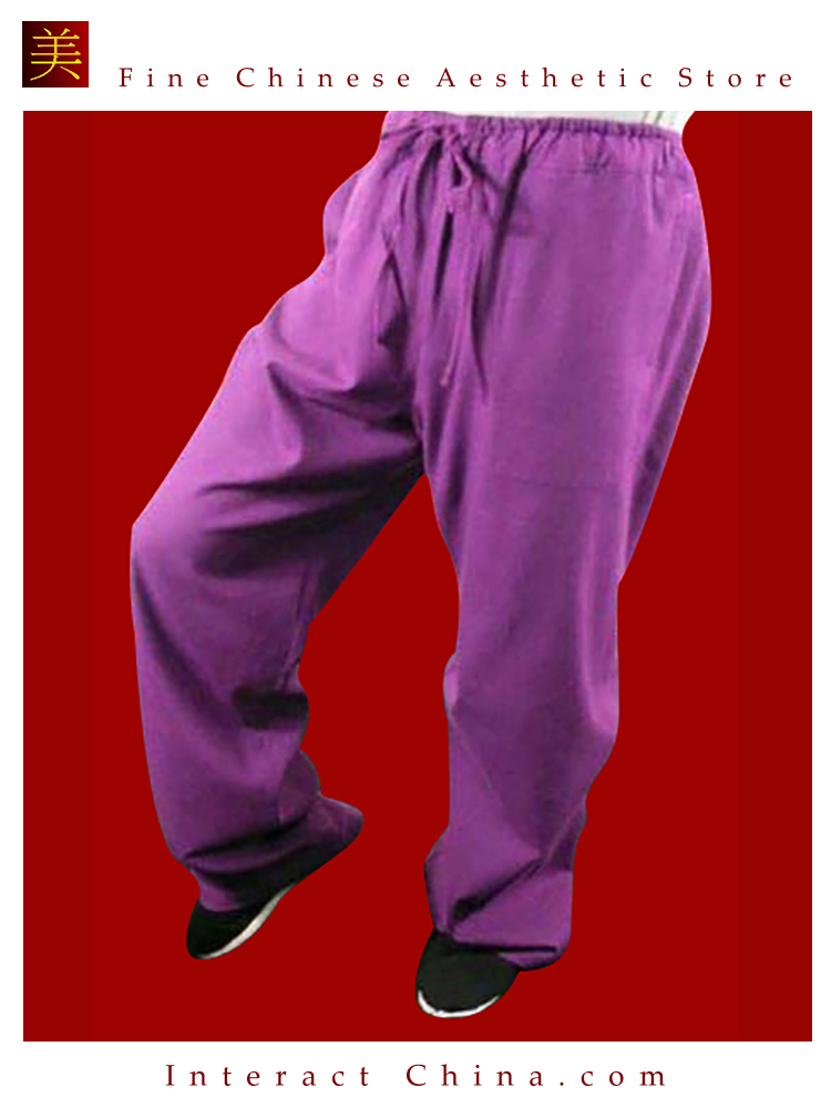 Image of 100% Cotton Purple Kung Fu Martial Arts Taichi Pant Trousers Tailor Custom Made