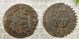 Sun Moon Celestial Garden Wall Plaques Set of 2 - 15" D Polyresin Astrology Gift