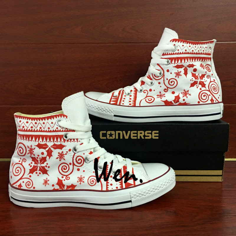 Custom HighTop Converse Hand Painted Shoes Christmas Theme Canvas Sneakers Gifts