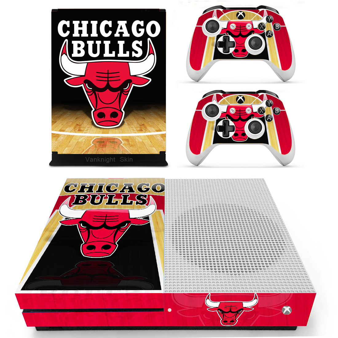 Xbox One S Slim Console Skin Chicago Bulls NBA Vinyl Decals Stcikers