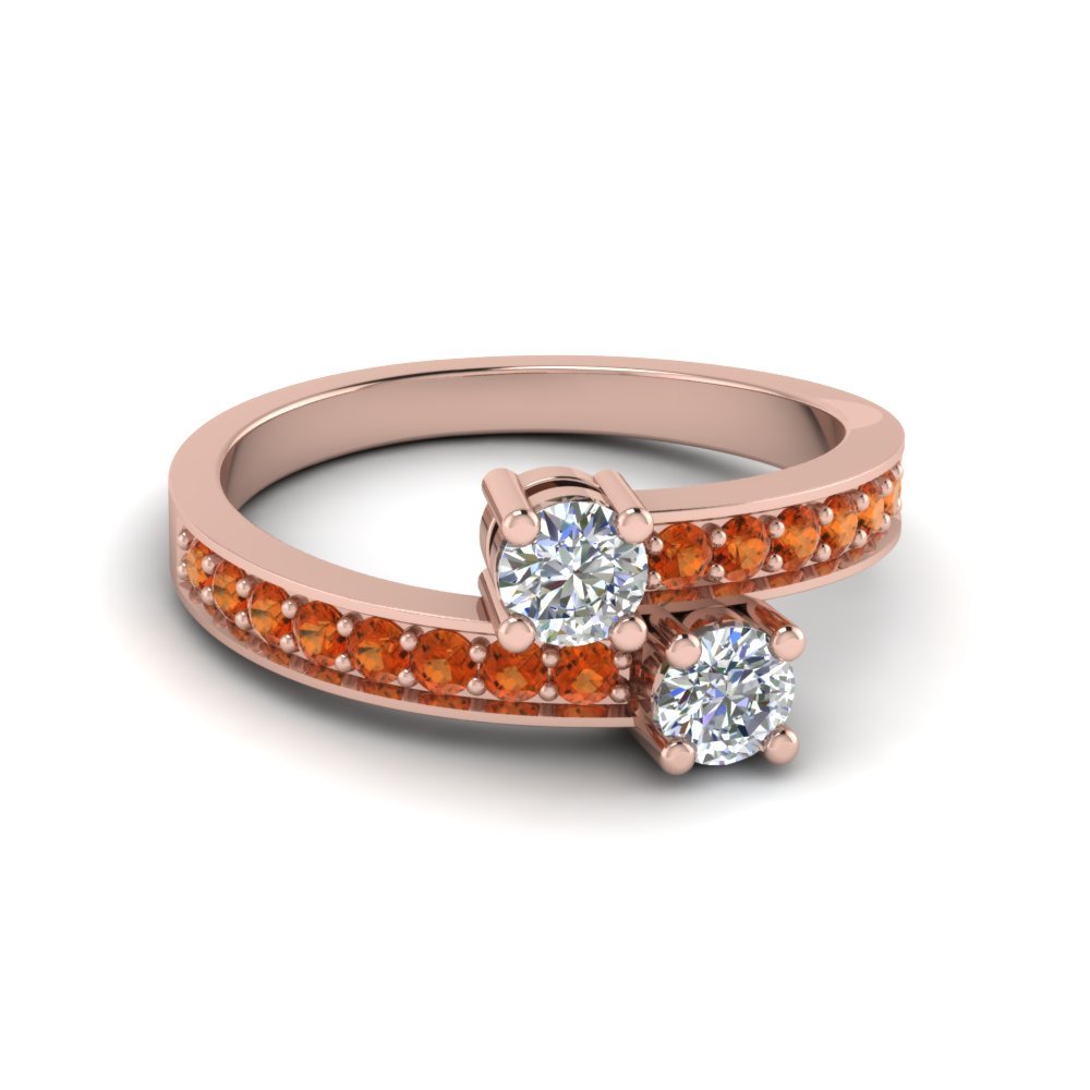 Forever Us Two Stone Orange Sapphire Solitaire Engagement Ring 14K Rose Gold