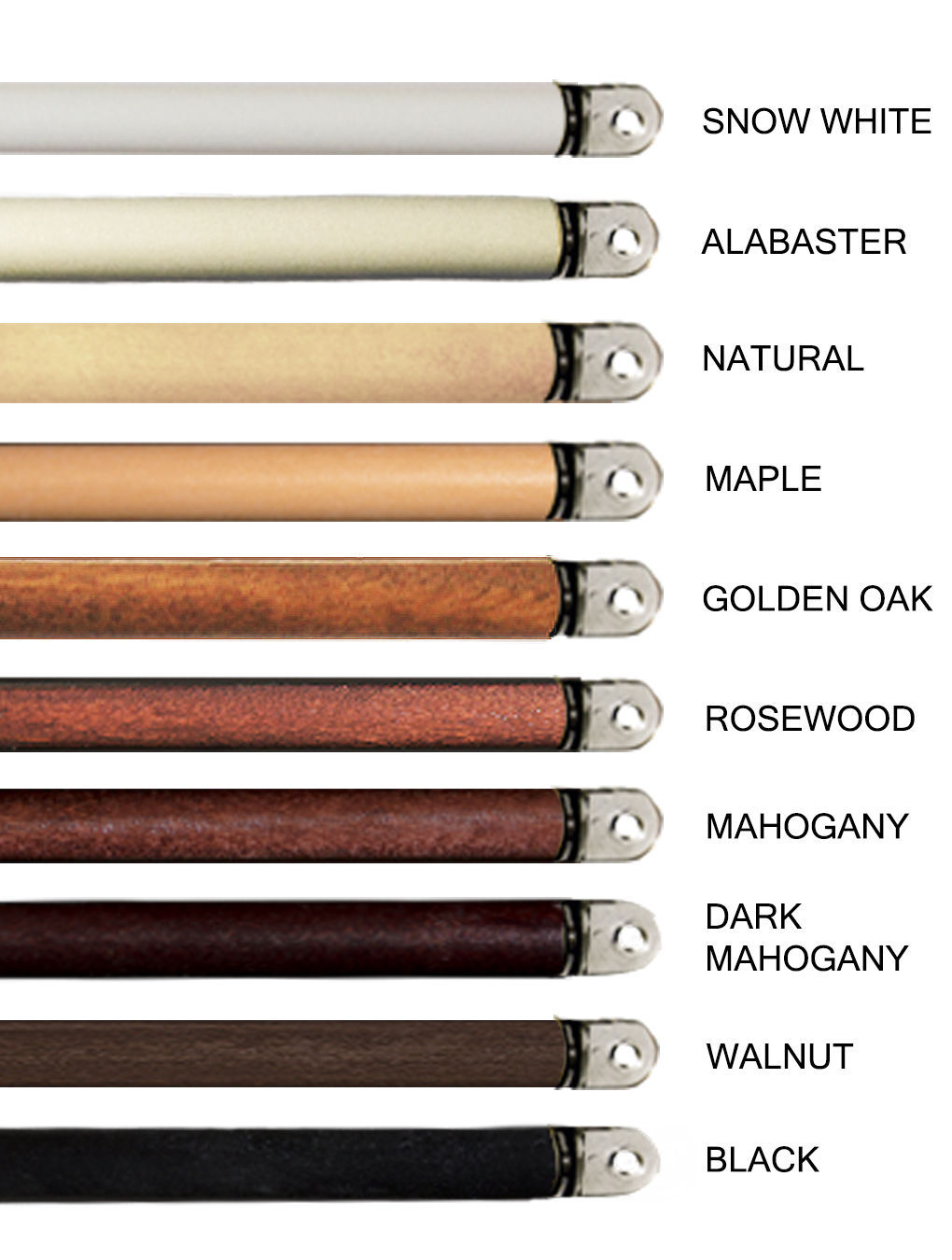 6 Pack Wooden Replacement Wands for Blinds. 12 colors 4 sizes 24" 30