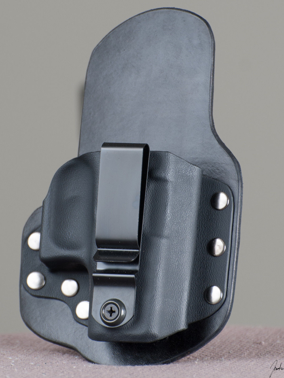 Glock 26 27 33 Black Leather Kydex Hybrid Gun Holster IWB Single Point Carry Holsters