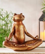 Yoga Frog Bird Feeder Tranquility Lotus Position Antique Brown 14" Garden Zen