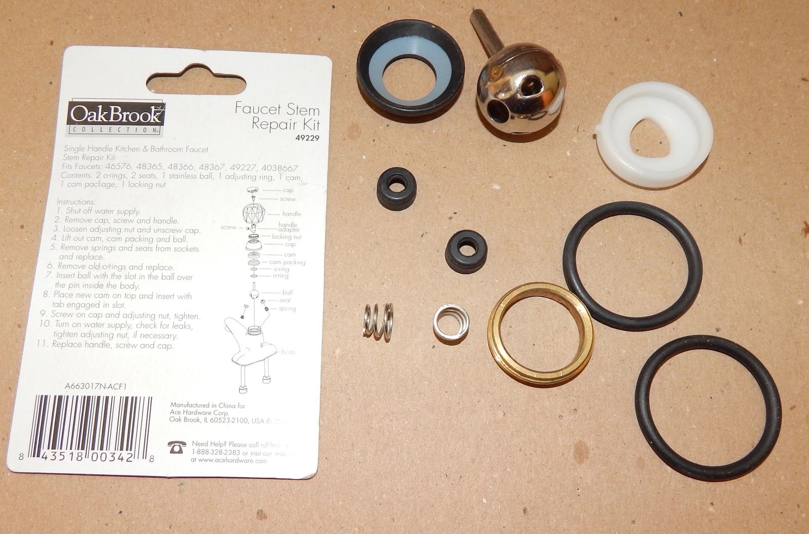 Oak Brook Faucet Stem Repair Kit 49229 Single Handle Fits Many Faucets