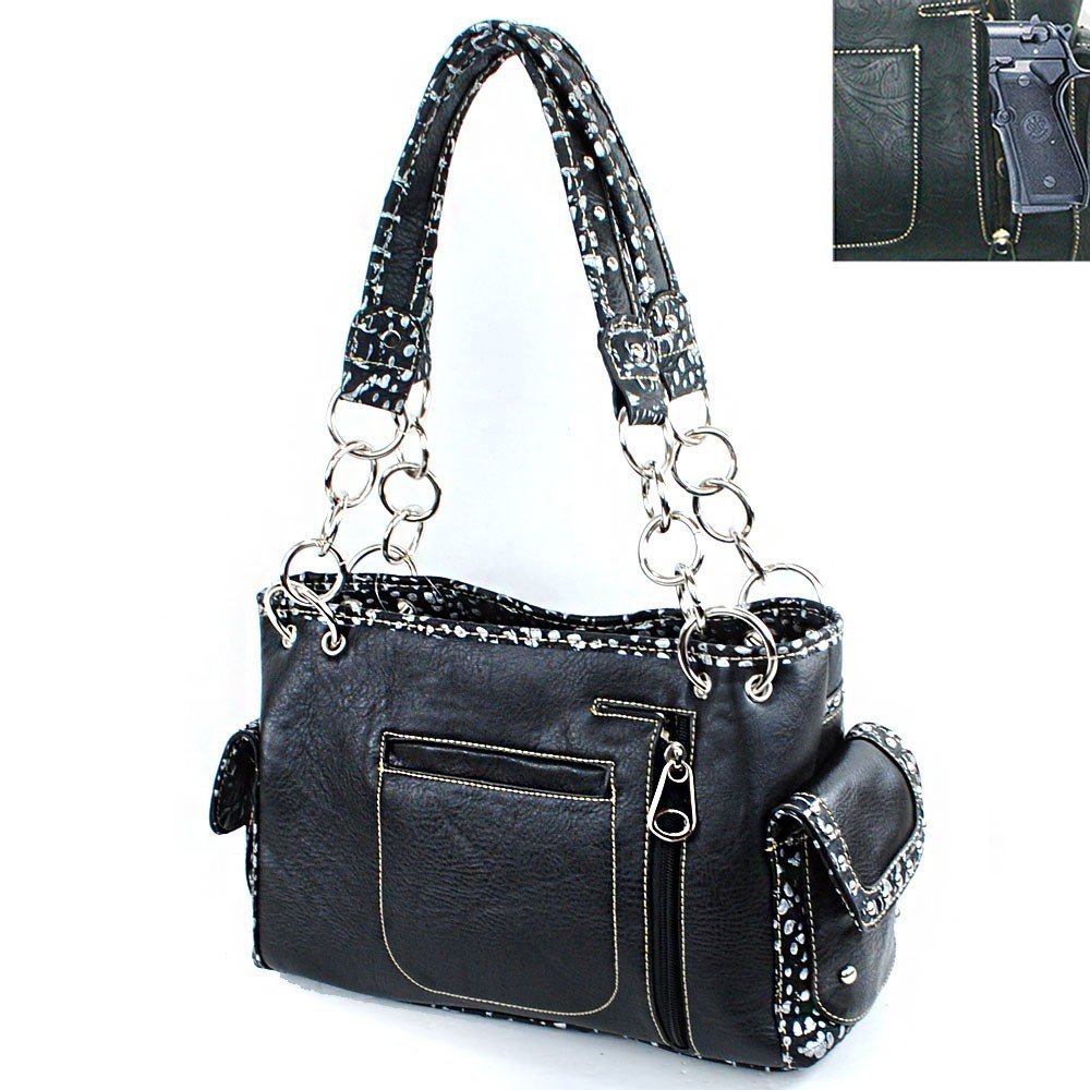 Western Concealed Carry Gun Rhinestone Skull Bones Skeleton Handbag