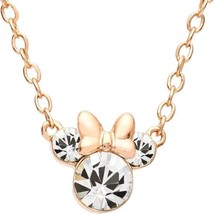 Disney Minnie Mouse Birthstone Necklace Silver Plated Pendant April Rose/Crystal - $138.59