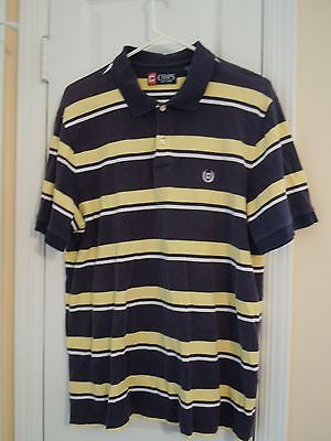 Chaps Mens Size L Striped Polo Rugby Shirt Short Sleeve 100% Cotton ...