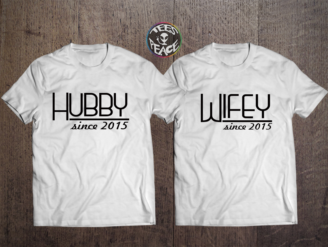 Hubby Wifey Tshirts Wedding Tshirts Anniversary Gift Hubby And Wifey