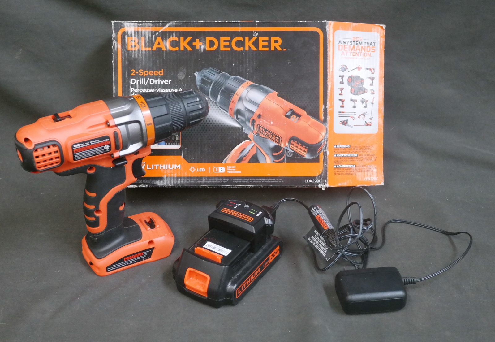 BLACK DECKER LDX220 Lithium Ion 2 Speed 3/8" 20V Lithium Cordless Drill ...