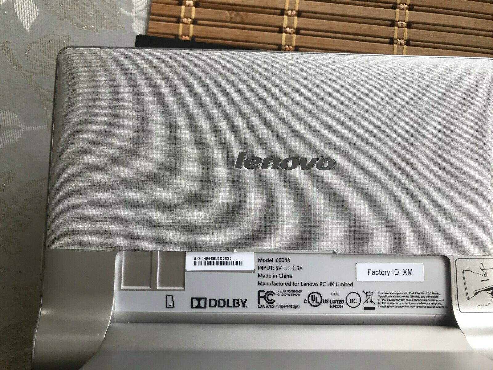 Lenovo YOGA 8" Tablet 16GB storage1GB RAM Android 4.2 SILVER MODEL