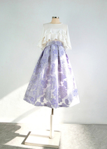 Light Purple Flower Midi Skirt Outfit Summer High Waist Floral Party Skirt Plus image 5