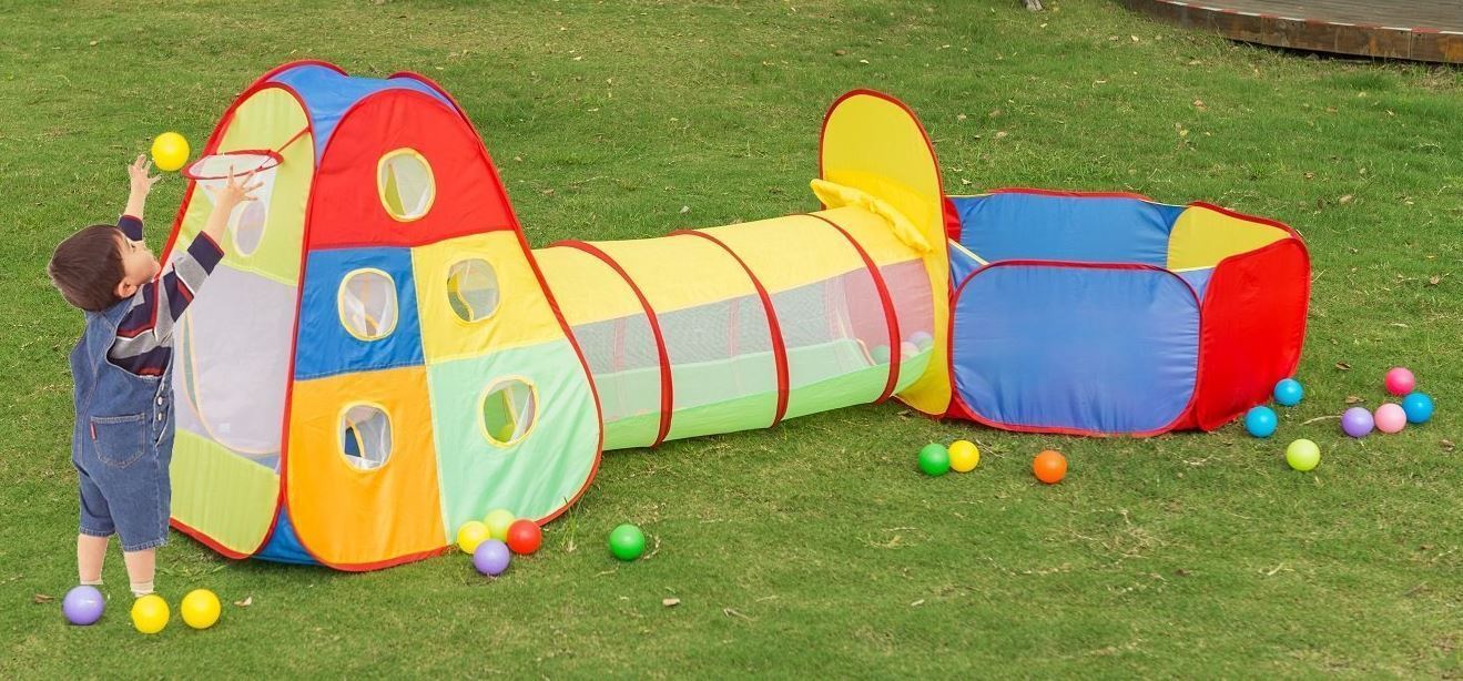 Kids Indoor/Outdoor Pop Up Play Tent Ball Pit Tunnel Playhouse Balls