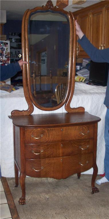 Carved Quartersawn Oak 3 Drawer Dresser With And Similar Items