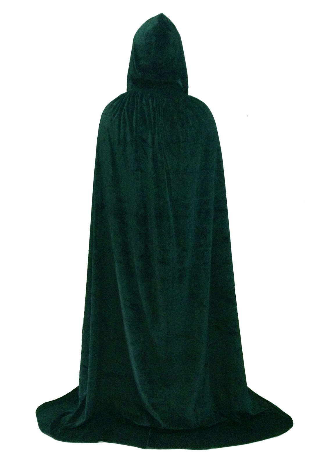 Hooded Cape Role Play Halloween Family Costume Velvet Cloak Dark green 150CM