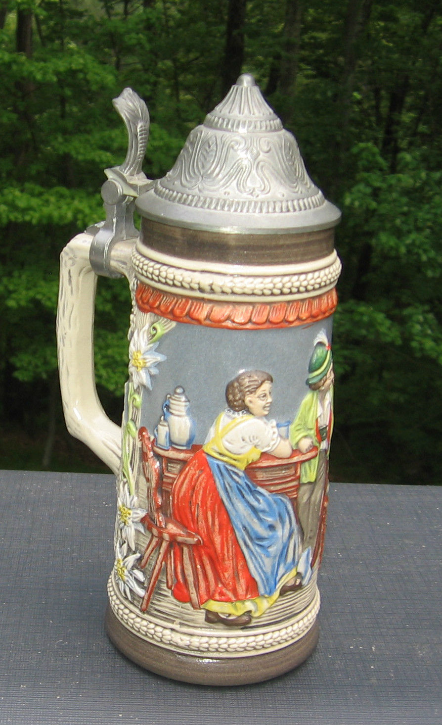 Beer Stein Gerz Lidded West Germany 0.5L Ein Volles Glas Desgastes