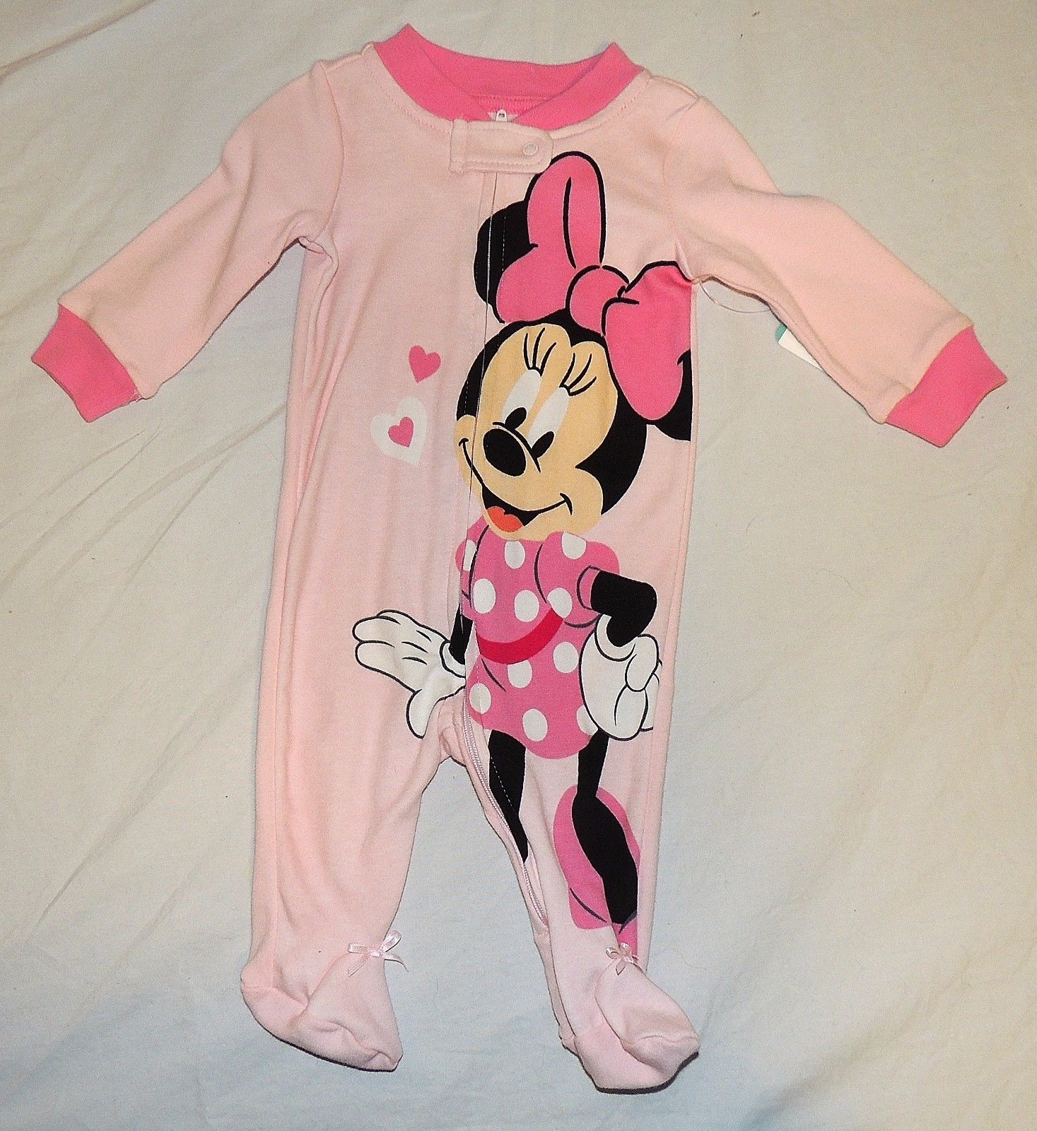 NEW Disney Baby Girl Minnie Mouse Pajamas w/Feet Sizes NB thru 6M Pink
