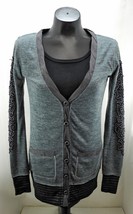 Miss Me Grey/Black Knit Cardigan Sweater-Long Sleeves w/Rhinestones - Wo... - $14.20