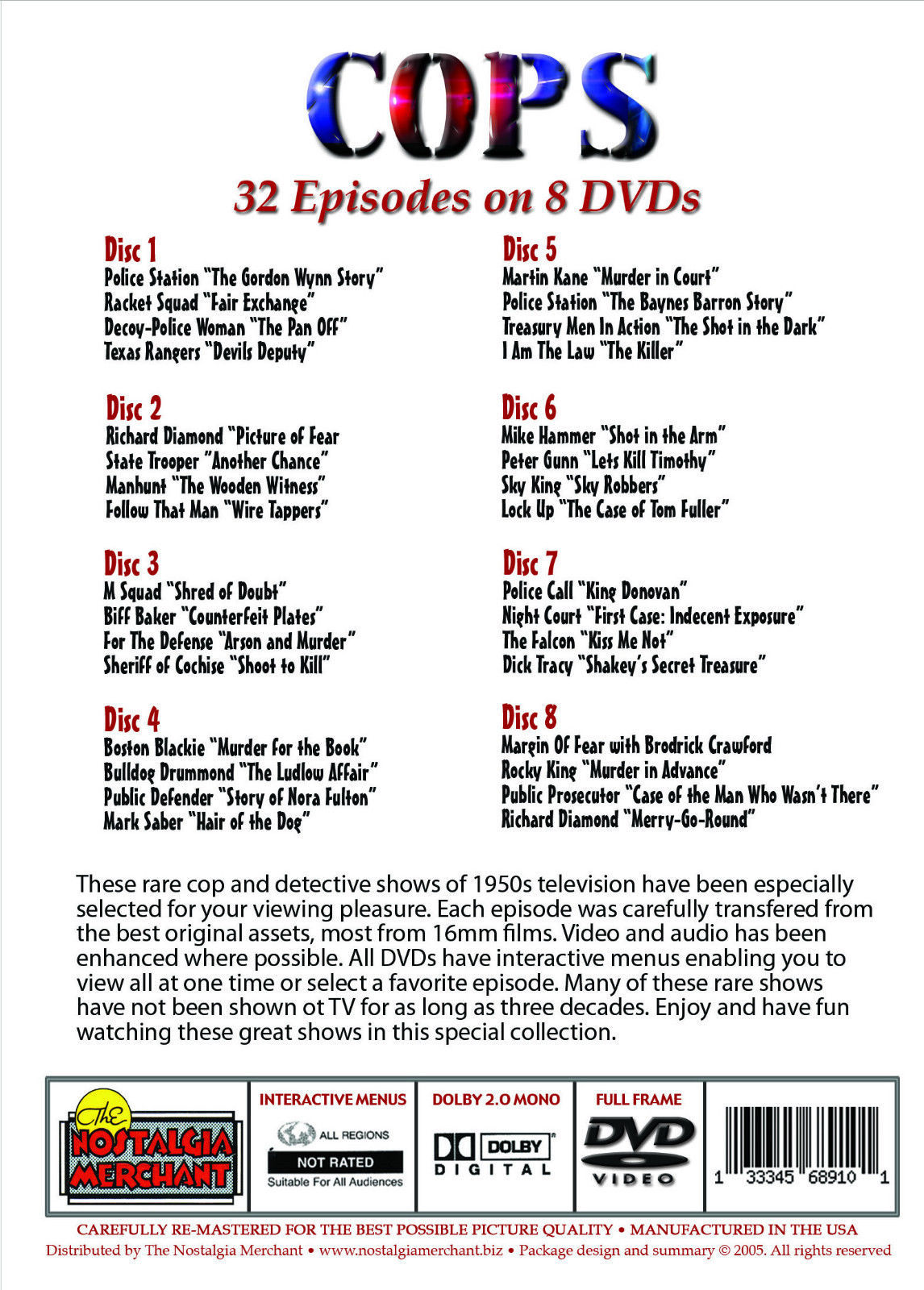 COPS and Detectives - Classic TV Shows - DVD - DVD, HD DVD & Blu-ray