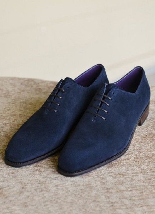 Men Navy blue suede leather derby shoes Mens formal shoes Mens dress