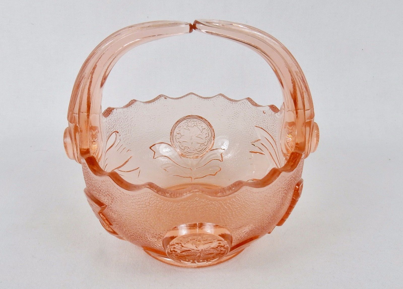 Vintage Pink Glass Basket Arthor Lorch, Imperial Glass Collectible