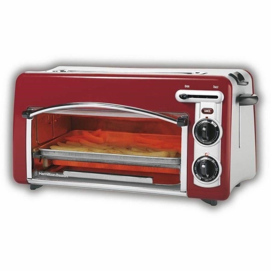 Red Retro Toaster Oven 2 Slice Cooking Bagel Pizzas Broil Bake