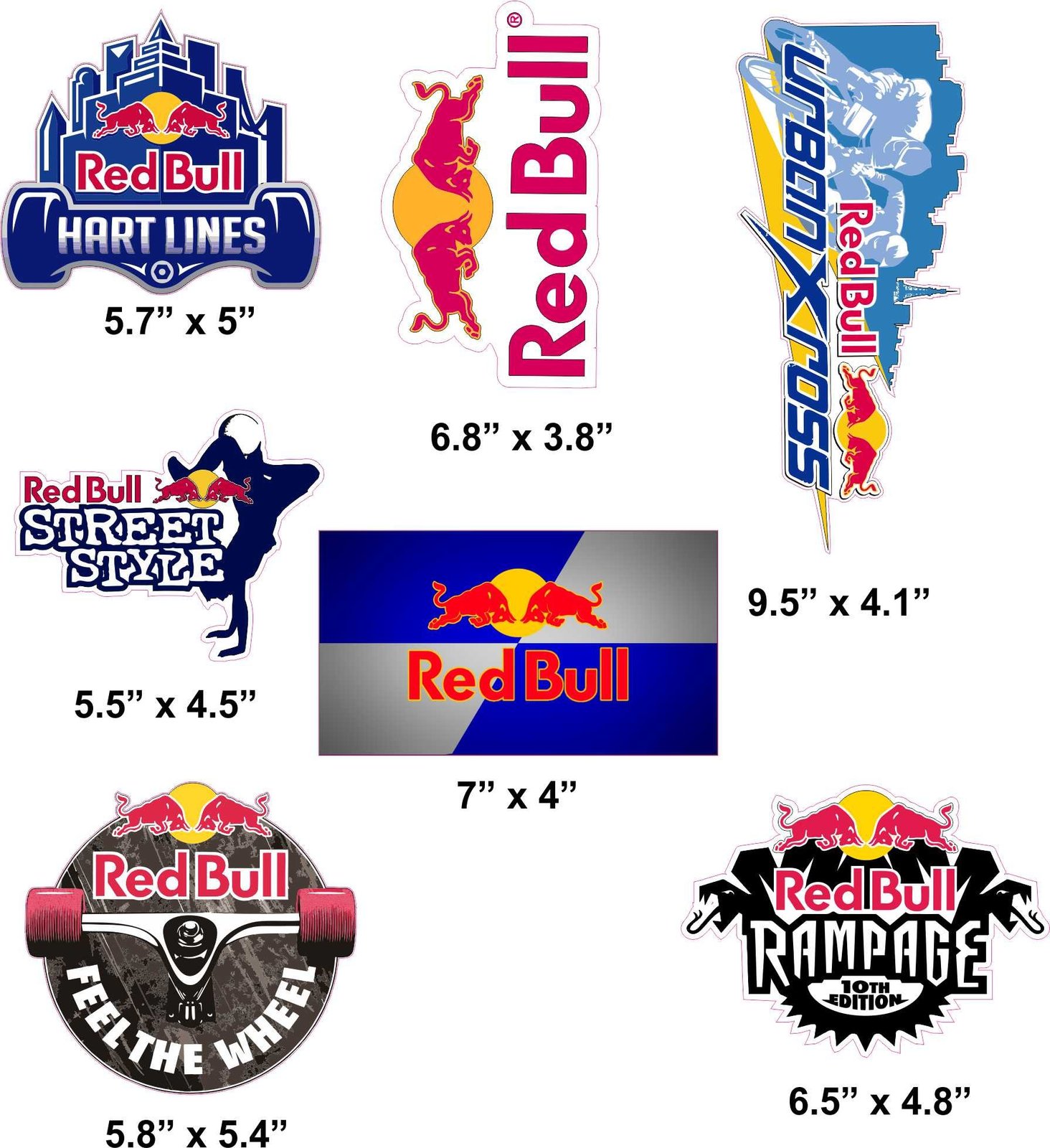 Red Bull Sticker Decal Kit Bike Laptop skin Skateboard Bumper Sticker ...