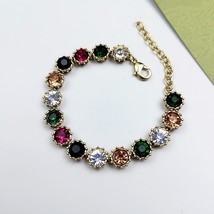 New Hot Sale Brand Vintage Brass Necklace Ladies Colorful Crystal Choker Bracele - $51.23