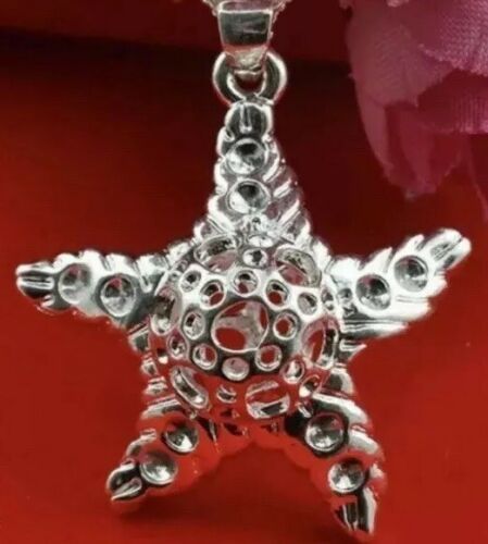 925 Sterling Silver Starfish 3-dimensional Hollow Pendant Necklace [PEN-89]