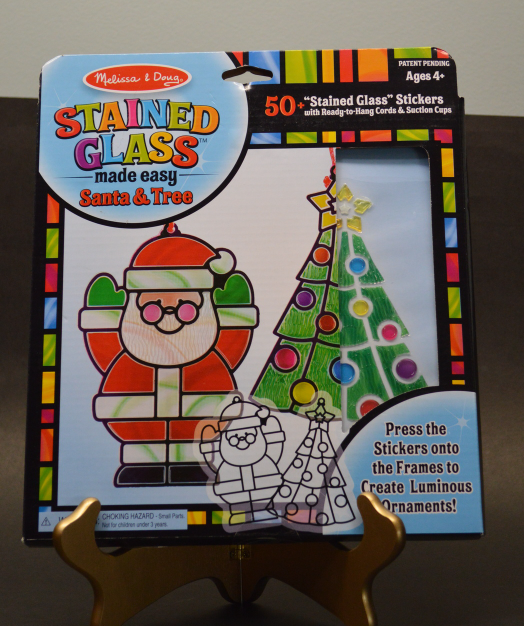 Melissa & Doug Stained Glass Made Easy Santa & Tree Ornaments Child’s Craft Kit